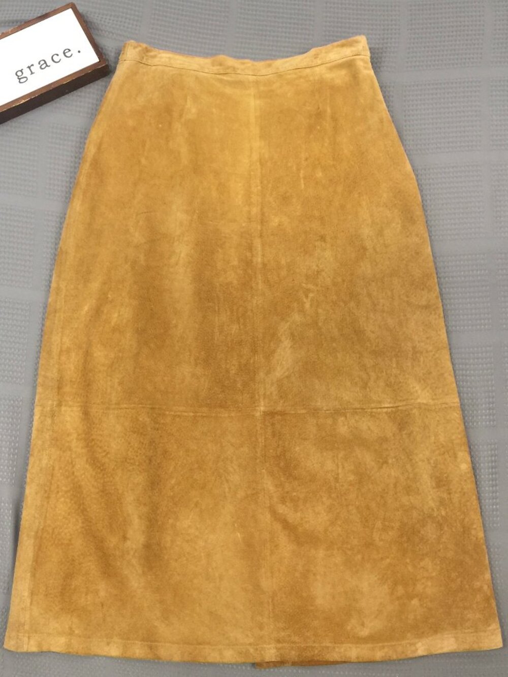 Vintage Stan Herman Camel Colored Leather Suede Maxi Western Boho Rodeo Skirt